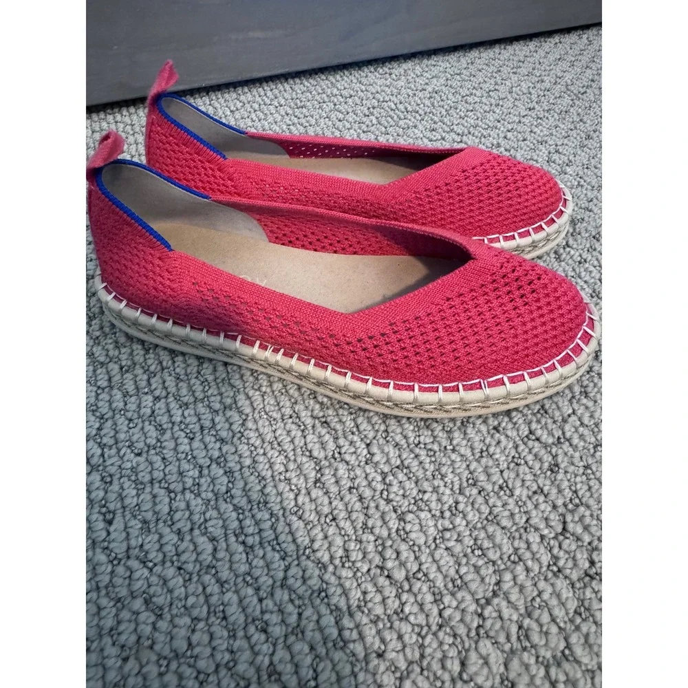 Rothy's‎ The Espadrille Flats Red Hot Size 6 Jute Midsole No Ankle Laces